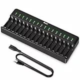BONAI 16-Slot Akku Ladegerät für AA AAA Batterien, Intelligentes Ladegerät für NI-MH wiederaufladbare Akkus, Professionelle Ladestation für Batterien von Controllern, Spielzeugen, Smart-Home-Geräten
