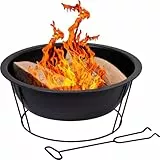 dobar® 35419 Feuerschale Lund | Feuerstelle mit Standfuß | Terrassenfeuer aus Stahl | Gartenfeuer Rund | Feuerkorb | Ø 52 x 23 cm | Schwarz