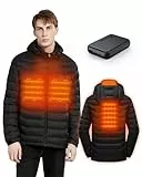 HEWINZE Beheizte Fleecejacke für Herren – elektrische Dual-Control-Heiz-Wärmejacke mit Akku 7,4 V, EU X-Large, Schwarz