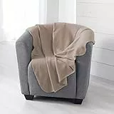 Douceur d'Intérieur Milou Plaid, Polyester, Taupe, 125 x 150 cm