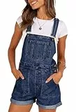 Sovoyontee Damen Jean Shortalls Klassische Verstellbare Träger Denim Bib Overalls Shorts Strampler Sommer Jumpsuits Blau XXL