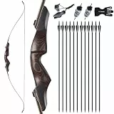 60 Zoll Recurve Bogen Set für Erwachsene – 40 lbs Sportbogen Komplettset mit Pfeil, Bogenschießen Set für Profi, Bow Bogenset inkl. Zubehör mit Pfeil