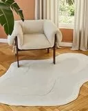 TAPISO Terra Teppich für Wohnzimmer & Schlafzimmer, Kurzflor Teppich unregelmäßige Form, 3D Effekt, Creme Beige Weiß, modern, pflegeleicht, ÖKOTEX 160 x 220 cm