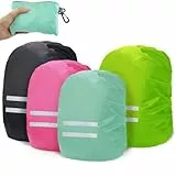 Frelaxy Regenschutz für Rucksack mit Reflektorstreifen(25-50L), Wasserdicht und Schmutzabweisend Schulranzen Regenhülle für Schulweg und Outdoor-Nacht-Wandern bei Regen und Schnee (Rosa, M: 25L-35L)