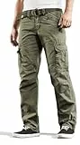 Timezone BenitoTZ Herren Cargohose Benito mit Stoffgürtel (W34/L34, Light Tank Green)