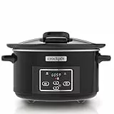 Crock-Pot Digital-Schongarer Slow Cooker mit Scharnierdeckel | einstellbare Garzeit | 4,7 Liter (4-5 Personen) | Schwarz (Rostfreies Metall) [CSC052X]