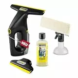 KÄRCHER Akku-Fenstersauger WV 3 Comfort Precision+ Black, Akkulaufzeit: 35 min., XXL-Schmutzwassertank: 200 ml, 2 Absaugdüsen,verstellbare Sprühflasche mit Mikrofaser-Wischbezug