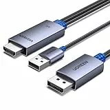UGREEN HDMI auf DisplayPort Kabel 4K@60Hz 2K@144Hz 1080P@240/120Hz Bidirektional Adapter Displayport auf HDMI HDR HDCP Kompatibel für PC Laptop Monitor PS5 PS4 Xbox Switch Grafikkarte Plug & Play (2M)