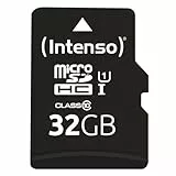 Intenso Premium microSDHC 32GB Class 10 UHS-I Speicherkarte inkl. SD-Adapter (bis zu 90 MB/s), schwarz