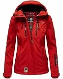 MARIKOO Damen Softshelljacke Übergangsjacke mit Kapuze Kleinezicke Red Gr. S