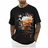 Jamicy T-Shirts für Herren Sommer Streetwear Totenkopf Tshirt Tops Y2K Clothes Gutschein Sportshirt Baumwolle Oberteil Männer Jungen Wandershirt Teenager Freizeitshirt Outlet Amazon Schädel 3XL