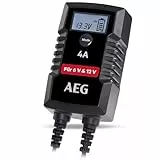 AEG Mikroprozessor Batterieladegerät LD 4.0, für 6/12V Batterien, 4A, 9-HF Ladestufen, Autostart, Komfortanschluss, automatische Diagnose- und Ladefunktion, Schwarz
