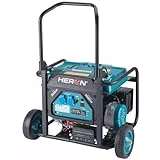 Heron Stromgenerator Benzin I 3,5 kW I Stromerzeuger mit 18L Tank, Fahrgestell & Elektrostarter I Mit zwei 16A 230V & einer 12V/8,3A DC-Steckdose I mobiles Stromaggregat mit AVR-System