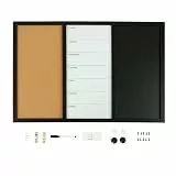 Relaxdays Kombitafel 3in1, HxB: 60x90 cm, Whiteboard, Pinnwand, Kreidetafel, Zubehör, magnetisches Memoboard, Mehrfarbig