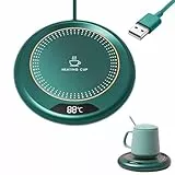 Tassenwärmer, Kerzenwärmer mit 3 Temperatureinstellungen, Elektrischer Kaffeewärmer, USB Getränkewärmer, Teewärmer, Schreibtisch Tassenwärmer, Abschaltautomatik, Becherwärmer für Büro/Haushalt (Grün)