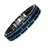 COOLMAN Schmuck Herren Armbänder Edelstahl Blaue Schwarze justierbare 21,5-23 cm für Männer (mit Marken-Geschenk-Kasten)