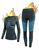 NOOYME Thermounterwäsche Damen Atmungsaktiv Thermowäsche Set Funktionswäsche Anti-bakteriell und Flexibel Skiunterwäsche Warme Unterwäsche für zu Hause und Sport im Herbst Winter