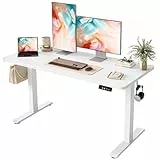 BEXEVUE Elektrischer Schreibtisch Höhenverstellbar - 120x60 cm Stehschreibtisch mit Kabelbaum, 3 Memory Funktion Anti-Kollisions Technologie, Computertisch Ergonomischer Sitz-Stehpult mit Tischplatte