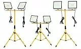 Trango - 2x 50Watt LED Arbeitstrahler - Baustrahler G1504-503W*2-2700K warm-weiß - Inkl. je 3m Zuleitung - Stativ Höhenverstellbar 66-170cm - Arbeitsleuchte