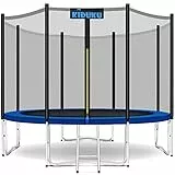 KIDUKU® Trampolin Ø 244 cm | TÜV Rheinland geprüft | Komplettset mit Sicherheitsnetz, Leiter, Randabdeckung, Bodenanker & Zubehör | Outdoor Gartentrampolin Kinder-Trampolin Belastbarkeit 150 kg