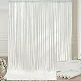 Faltenfreier, elfenbeinfarbener Hintergrundvorhang, weich, seidig, leicht zu drapieren, cremefarben, Hochzeitsvorhänge für Hintergrund, 4 Paneele, 1,5 x 4,2 m, Fotohintergrund, Vorhänge für Partys,