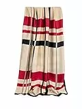GLORIS Damen schal fein seidig groß 180 x 90 cm kariertes Rot Schwarz Beige. Halstuch Tuch für Frauen. Kopftuch Halstuch Schal. Seidenschal Elegante