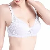 Damen BH Vollschalen Ungepolster Bügel BH Floraler Spitze BH Soft Cup Große Größen Nahtloser T-Shirts BH Weich Bequem Stretch Klassische Bustier Baumwoll Bra Angebote des Tages Heute Weiß M