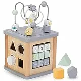 mamabrum Motorikwürfel - Pädagogisches Holz-Spielzeug ab 18 Monaten, Lernwürfel mit Formen, Farben & Zahnrädern - Motorikwürfel Baby für Feinmotorik & Entwicklung