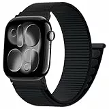Jiamus Nylon Armband kompatibel mit Apple Watch Armband 44mm 45mm 46mm 49mm 42mm 41mm 40mm 38mm Damen Herren, Sport Loop Band für iWatch Ultra SE 3 2 1 Series 11 10 9 8 7 6 5 4 3 2 1, Schwarz