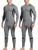 UNIQUEBELLA 2 Pack Herren Thermo Unterwäsche Set Langarm Oberteile Long Johns Thermal Base Layer Unterteil Fleece gefüttert Schnell trocknend