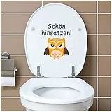 Finest Folia Deko Aufkleber WC Deckel Toilettendeckel Bad Badezimmer Klo Funsticker Toilettensitz Klodeckel lustiger Spruch selbstklebend (R173-15 Schön hinsetzen)