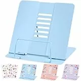 WUGU Buchständer, verstellbarer Faltbarer Metall Buchhalter für Rezept, Lehrbuch, Dokument, Musikbuch, Kochbuchhalter mit 6 Verstellbaren Positionen, Leseständer für Schule, Küche und Büro (Blau)