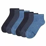Skechers Damen Socken - Quarter, weicher Baumwollmix, einfarbig, Vorteilspack, 6er Pack (2x 3P), 35-42, Schwarz oder Weiß (35/38-6P, Blau)