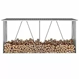 FENLAX Brennholzlager Verzinkter Stahl 330x84x152 cm Anthrazit Brennholzregal Metall Garten Feuerholz Unterstand Stapelhilfe für Brennholz Aussen Metall Kaminholzregal Feuerholz Aufbewahrung Außen