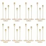 Set mit 24 Kerzenhaltern, goldfarben, konisch, passend für 0.87 Zoll/2.2cm Dicke Kerzen, hoher Kerzenständer aus Metall für Hochzeit, Heimdekoration, Abendessen bei Kerzenschein (Gold)