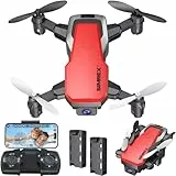 SIMREX X300C Drohne mit Kamera 720P HD, RC Quadcopter Faltbare Drohne, Mini Drone mit Höhe halten, 3D Flip, Headless Modus, Schwerkraft Control und 2 Batterien, Geschenke für Kinder, Erwachsene, Rot
