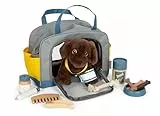 Small Foot Hund mit Tasche und Pflege-Set, 15-teiliges Haustier-Spielzeug für Kinder ab 2 Jahren, Rollenspiel Set für Tierpflege, 12600