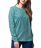 greenjama Damen Langarm-Shirt mit Woll-Anteil, GOTS-Zertifiziert Pyjamaoberteil, Topaz, 42