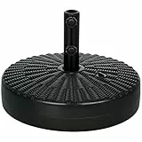 Outsunny Sonnenschirmständer bis 29kg befüllbar Rund Schirmständer mit Rattan-Optik Schirmhalter, Schirmgewicht, Ständer für Sonnenschirm 38/48mm Rohrdurchmesser, für Balkon, Terasse, Schwarz