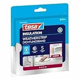 tesa INSULATION Dichtungsband S -Selbstklebende Gummidichtung zum Isolieren von Spalten an Fenstern und Türen - Weiß - 6 m x 9 mm x 4 mm