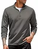 COOFANDY Sweatshirt Herren 1/4 Zip Troyer Pullover ohne Kapuze Sweatshirts mit Reißverschluss Pullover Langarm Leichte Herrenpullover Langarmshirt Pulli Dunkelgrau L
