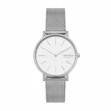 Skagen Damenuhren Signatur, Zweizeiger Uhrwerk, 38mm Silbernes Edelstahlgehäuse mit EdelstahlMesh Armband, SKW2785