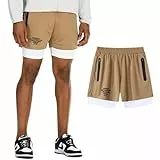 DLSMDOUS Herren 2 in 1 Laufsport Shorts Sportliche Trainings Shorts Schnell Trocknende, Atmungsaktive Gymnastikhose mit Reißverschlusstaschen Khaki M