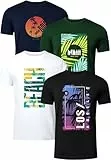 FULL TIME SPORTS Herren T-Shirts 4er Set – Baumwolle, Bedruckt, PRINT-003-PACK-2-M