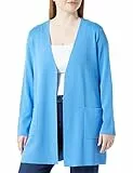 Samoon Damen Offene Strickjacke im Longstyle Langarm unifarben Blue Bonnet 54