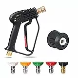 YUET Hochdruckreiniger Pistole mit 5 abnehmbaren Sprühdüsenspitzen, Schnellanschluss und 1/4' Adapter für Kärcher, Auto-Düsenreiniger, M22–14 mm Armatur, Reinigungssets für Karcher