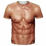 RAISEVERN Tshirt Herren Lustig Muskeln 3D Druck Coole Pseudomuskeln Männer Jugendliche Junge T-Shirt Party Geschenk Bekleidung, L