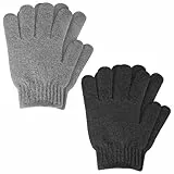 WLLHYF 2 Paar Peeling-Handschuhe doppelseitige Duschhandschuhe Entferner abgestorbener Haut Badehandschuh Peeling-Schrubber Duschzubehör für Beauty Spa Massage tägliches Bad (schwarz, grau)
