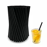 FloraVigo 100 Stück wiederverwendbare Strohhalme – 15 x 0,8 cm große Plastik-Strohhalme für Cocktails, Kaffee, Getränke und Partys