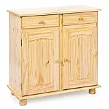 Inter Link – Landhausstil Kommode – Sideboard – Sideboard Buffet – Landhausstil – Beistellschrank - Kiefer massiv – 2 Türen – 2 Schubladen – Natur lackiert - Pamina